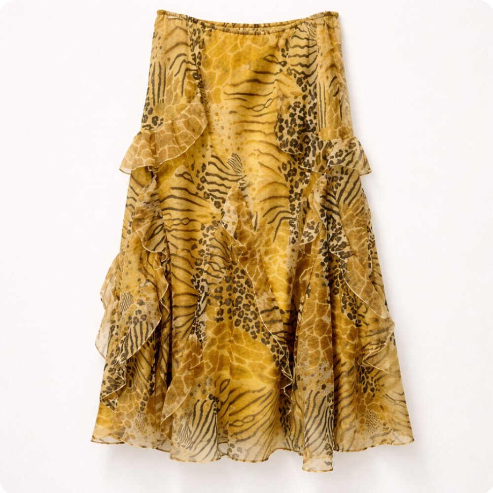 Vintage Anage Too Animal Print Midi Skirt | Boho‎ Chic Revival | Size XL